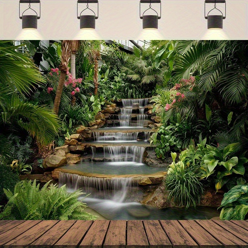 Spa Wellness Nature - Gobelin z motywem ogrodu wodospadowego, bujne