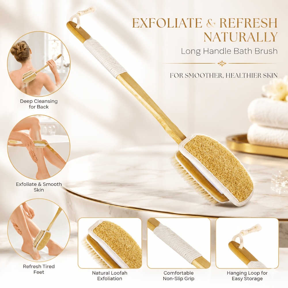 Długa drewniana szczotka do ką – Body Loofah Natural recenzja i cena